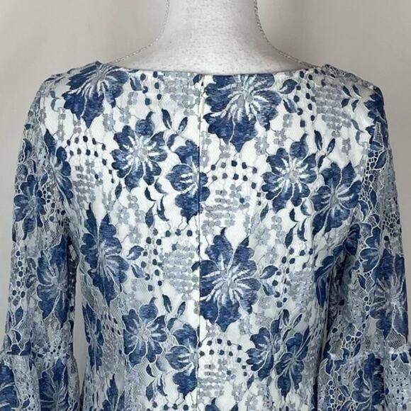 Jessica Howard Blue White Embroidered Lace Dress Size 6 - Picture 7 of 13